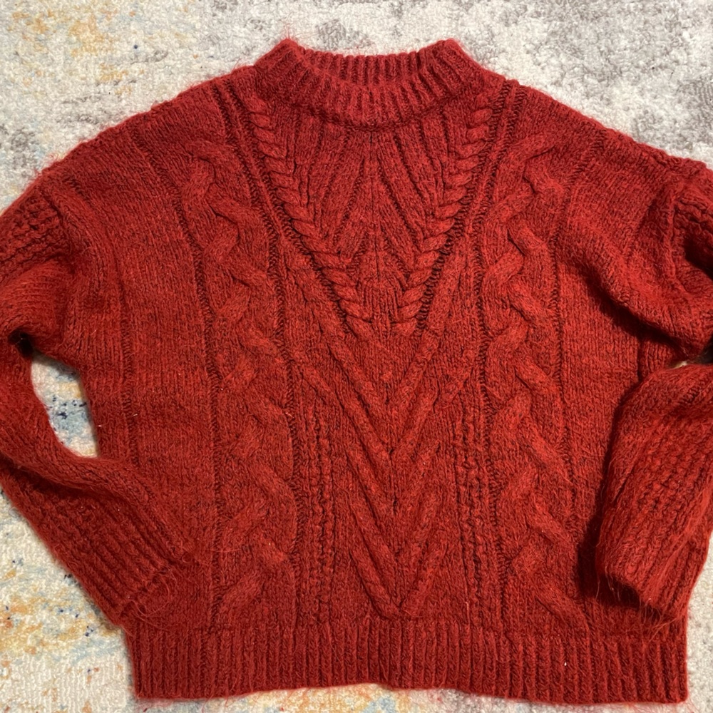 Red high neck sweater